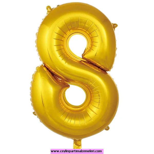 8 Rakam Gold Folyo Balon